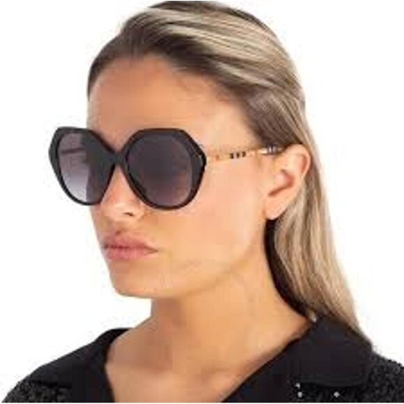Vanessa Grey Gradient Irregular Ladies Sunglasses - Picture 2 of 2